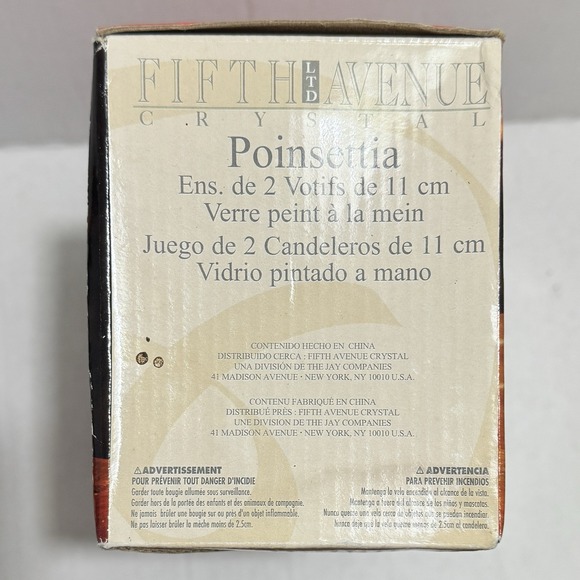 Fifth Avenue Crystal Poinsettia Set Of 3 Votive Candle Holders 4.5" Holiday Xmas - Picture 11 of 12